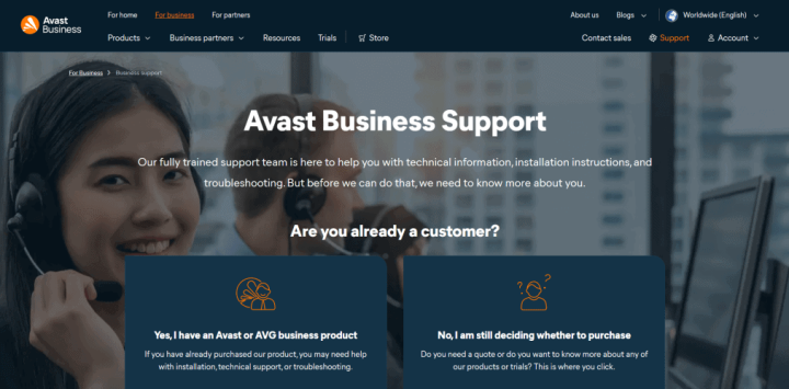 Avast Business Support Page