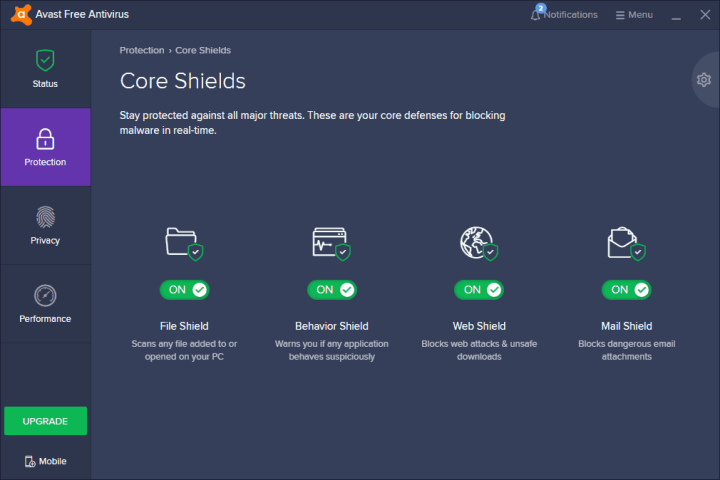 Avast's Core Shields