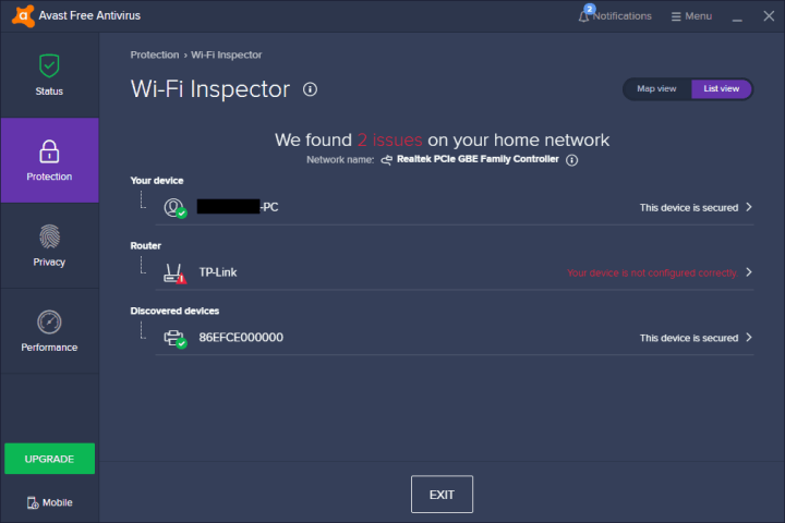 Wi-Fi Inspector in Avast Free Antivirus