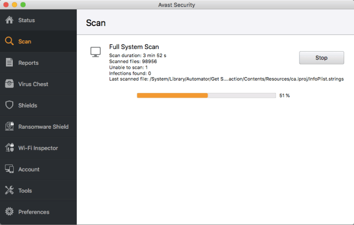 Scanning With Avast Security for Mac
