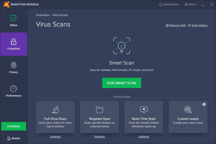 On-Demand Scans in Avast Free Antivirus