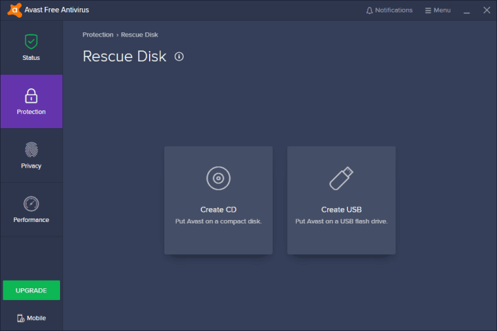 The Rescue Disk Option in Avast