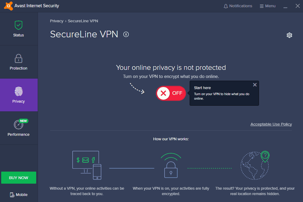 does avast internet security include vpn