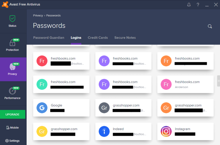 Avast's Built-In Password Manager