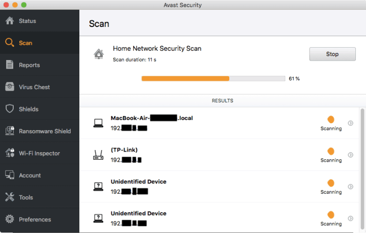 Scanning a Home Network With Avast