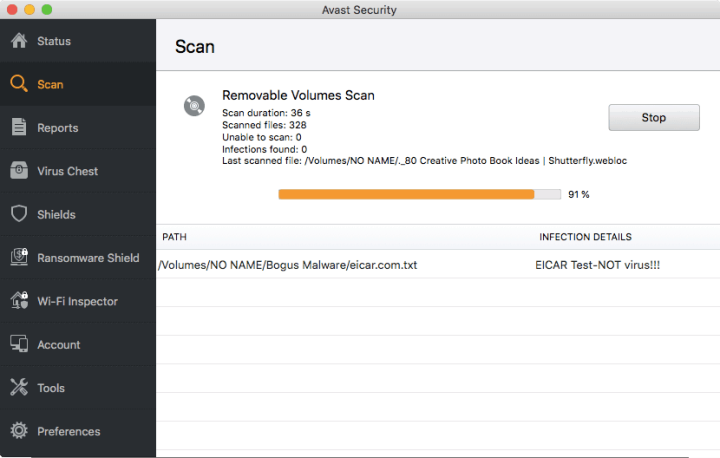 Scanning a Portable Disk With Avast