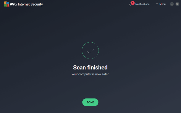 AVG Internet Security Scan Results