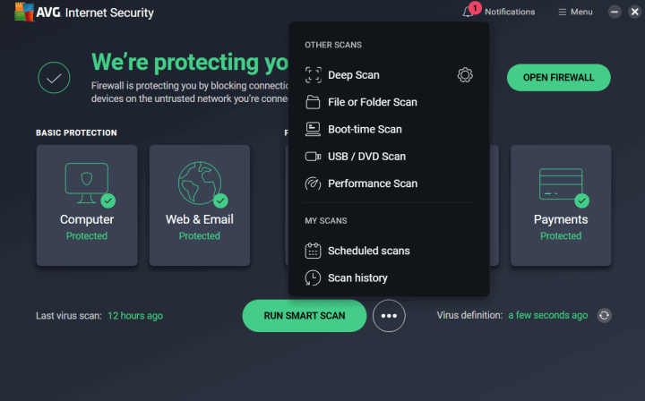 AVG Internet Security Scans