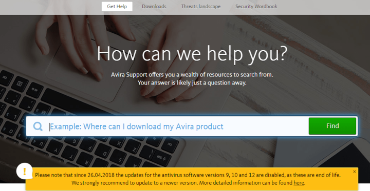 Avira's Support Page