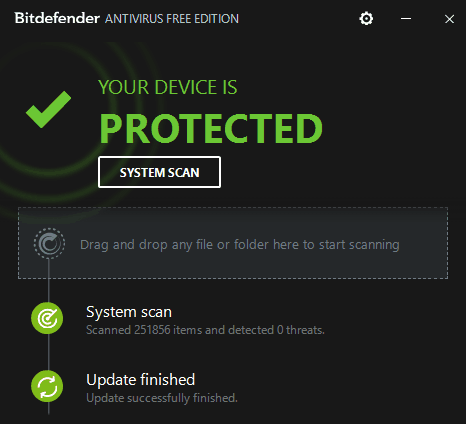 Manual scan with Bitdefender Antivirus Free Edition