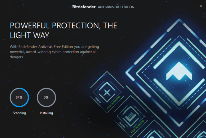 Scanning in progress with Bitdefender Antivirus Free Edition