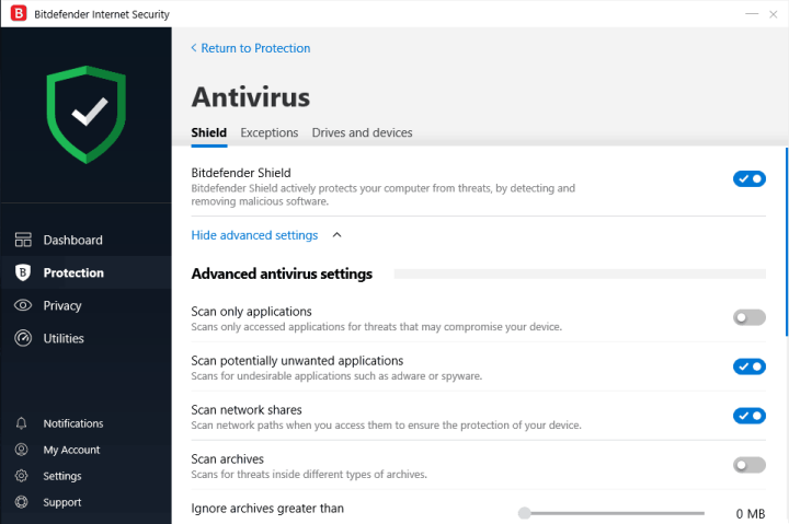 Bitdefender Internet Security Antivirus Settings