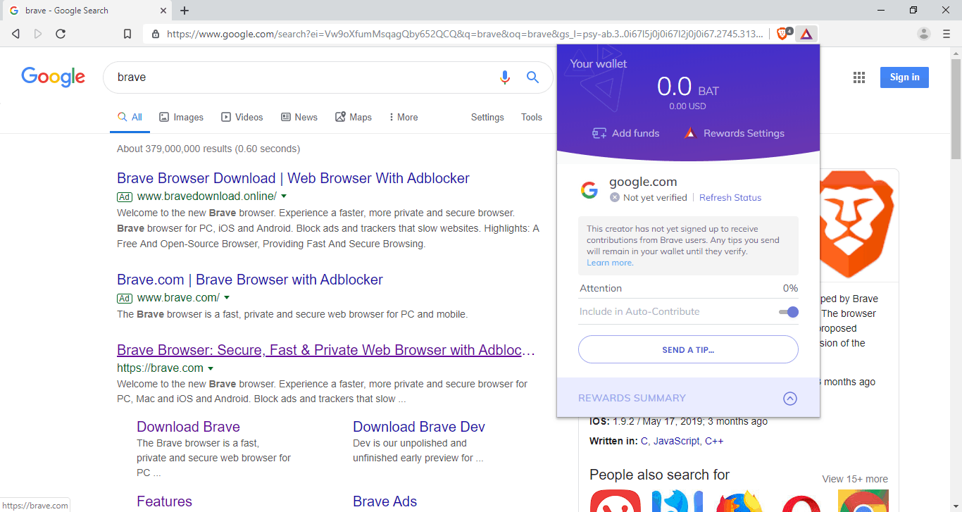 brave browser security rating