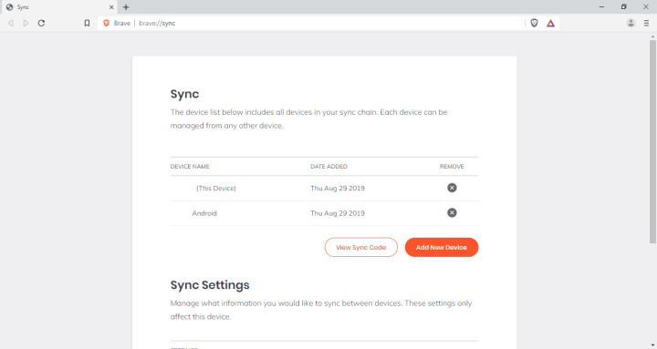 brave browser sync with chrome