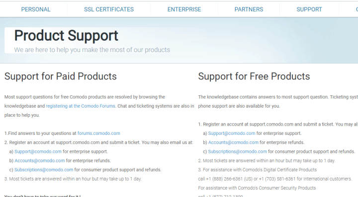 Support center with Comodo Free Antivirus