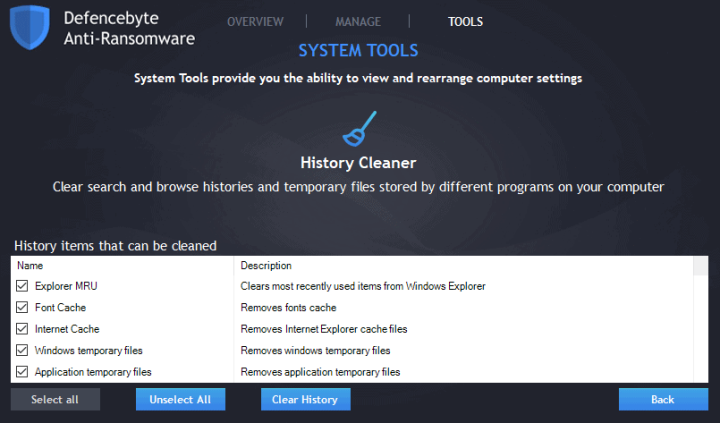 Defencebyte Anti-Ransomware History Cleaner