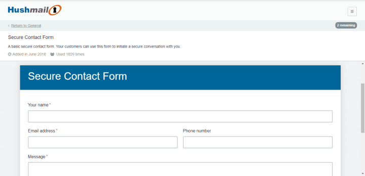 Hushmail security forms