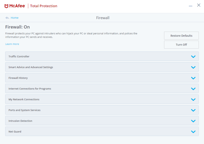 mcafee total protection log in