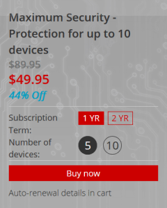 Trend Micro Maximum Security Pricing 1 Year 5 Devices