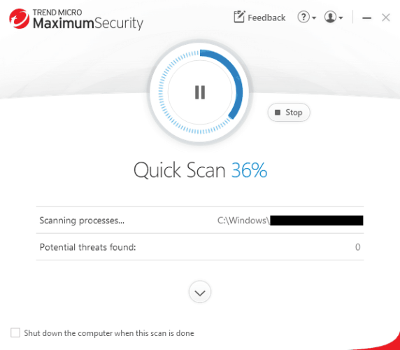 Trend Micro Maximum Security Scanning