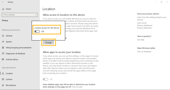 Turning off Geolocation in Microsoft Edge step 3