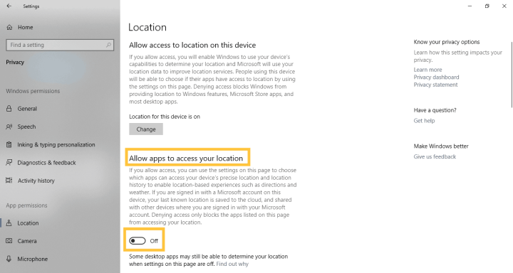 Turning off Geolocation in Microsoft Edge step 4