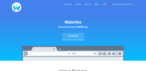 Waterfox homepage