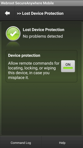 Lost Device Protection in Webroot SecureAnywhere Mobile