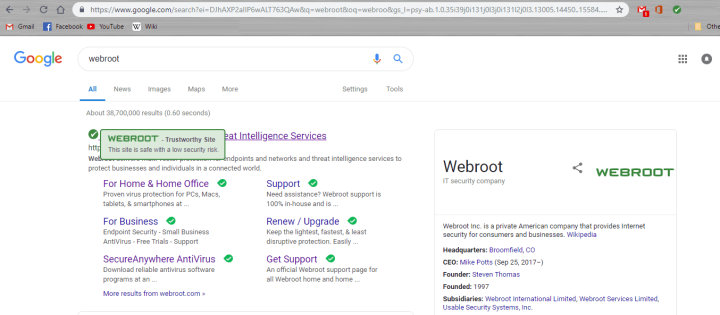 Webroot Web Shield Filtering Extension