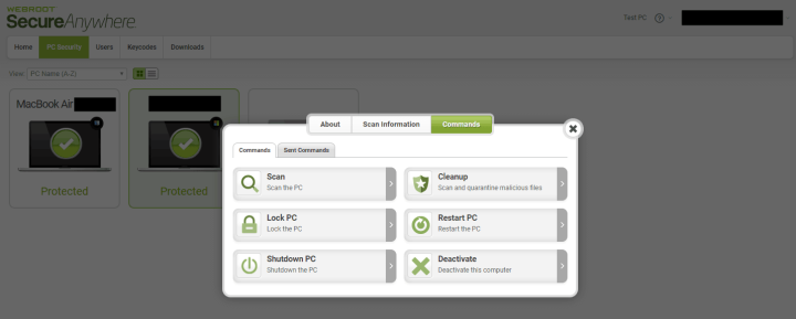 Remote Commands in WebRoot's Web Console