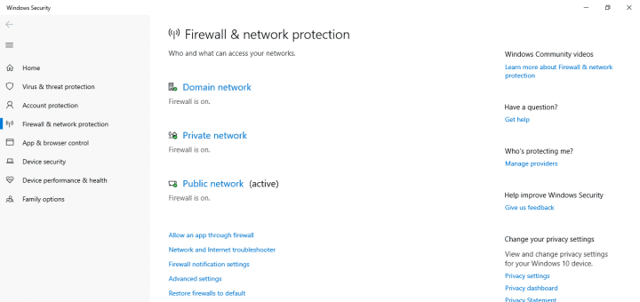 Firewall protection with Windows Defender Antivirus