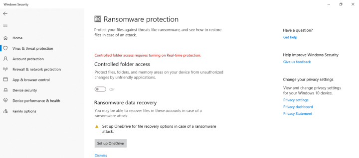 Ranswomware protection with Windows Defender Antivirus